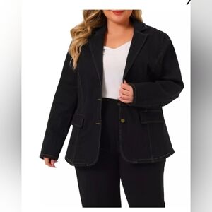 Allegra K Women's Workwear Fashion Denim Bomber Blazer